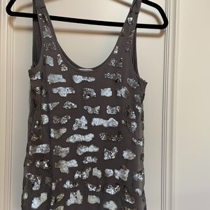 Club Monaco silk sequin and jersey tank top